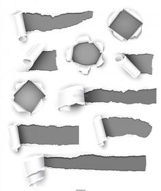 torn pieces of paper on white background