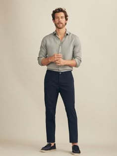 Dark Blue Pants, Mens Casual Outfits Summer, Men Fashion Casual Shirts, Smart Casual Men