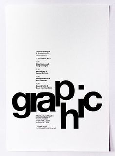 an advertisement for graphic design with black and white type on the bottom right hand corner