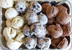 a tray filled with different types of ice cream