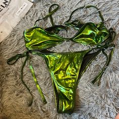 Brand New Size Med Never Worn Green Swimwear For Club, Spring Season, Green Swimwear For Spring Party, Spring Party Green Swimwear, Green Spring Party Swimwear, Womens Swim, Dark Green, Brand New, Green, Leather