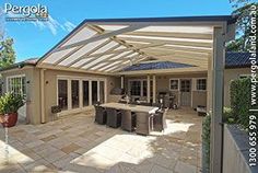 an image of a patio that is being used as a pergola for outdoor dining