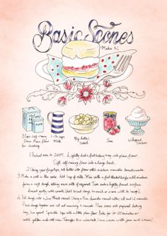 an old recipe book with some food items on the page and words written in english