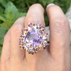 * Silver 925 *white gold plated * natural amethyst rhodolite * This is a bold ring size 8 Resize available 55.00 Bold Rings, Lemon Quartz, Multi Stone Ring, Multi Stone, Amethyst Ring, Handmade Sterling Silver, Stone Rings, Silver 925, Statement Rings