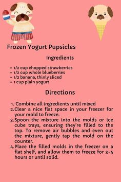 a recipe for frozen yogurt popsicles with instructions on how to make them