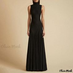 Olivia Mark - Sophisticated Sleeveless Pleated Dress with Elegant Stand Collar Elegant Fitted Sleeveless Pleated Dress, Elegant Fitted Sleeveless Linen Dress, Elegant Fitted Sleeveless Backless Dress, Fitted Sleeveless Maxi Dress For Work, Elegant Stretch Sleeveless Mini Dress, Elegant Sleeveless Solid Maxi Dress, Fitted Maxi Length Sleeveless Dress For Date Night, Chic Sleeveless Maxi Dress For Work, Fitted Sleeveless Evening Maxi Dress