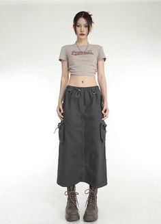 Low Waist Parachute Maxi Skirt