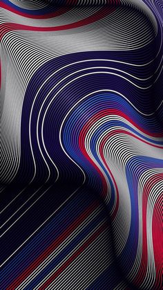 an abstract background with wavy lines and curves in red, white, and blue colors