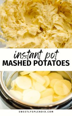 mashed potatoes in a pot with text overlay