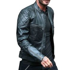 These are TOP QUALITY full Biker Jackets. Hand made by us from Grade A LeatherSuperb quality leather Biker Jacket. This is a TOP QUALITY hand made leather jacket. FEATURESGenuine LeatherFront ZipZipped CuffsCool Polyester Lining for all year useAll seams double stitched for durability2 Waist Pockets, 2 Breast Pockets plus 1 Internal PocketAvailable in a range of chest sizes SIZING: Please measure yourself carefully with a measuring tape to avoid any disappointment. These items are NOT pre-made & will be Hand Crafted upon receipt of your order.