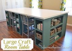 a kitchen island with lots of storage space