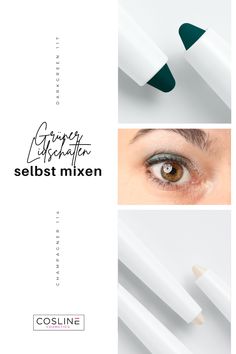 Du wünschst dir einen grünen Eyeshadow, aber hast keinen parat? Kein Problem, du kannst dir die Farbe mit unseren Kajal / Eyelinern selbst zusammenmixen. Cosline | YouTube-Video | Eyeshadow Beauty Blogger, Blogger