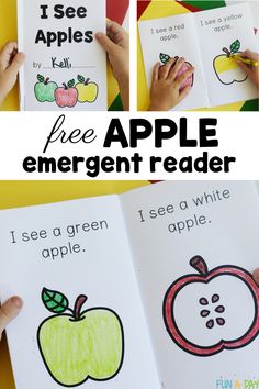 an apple emerger is shown with the words i see apples and two hands are holding it