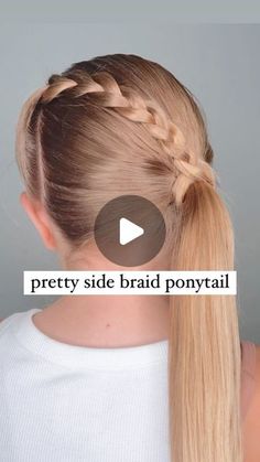 Braiding With Ribbon, Side Ponytail With Braid, Side Ponytail Hairstyles For Kids, Audrey Mcclelland Hair, Girls Updo Hairstyles Kids, Backwards Braid, One Sided Braid, Girls Updo Hairstyles