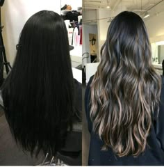 Black Hair With Highlights Shoulder Length, Dark Brown Hair Balayage Extensions, Dark Ash Brown Balayage On Black Hair, Dark Brunette Hair Extensions, Ash Brown Ombre On Black Hair, Dark To Light Ombre Hair Extensions, First Day Of School Hairstyles, Hairstyles Cute, Cute Hairstyles For School