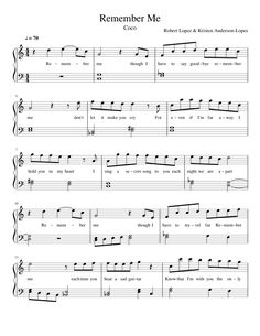 sheet music with the words remember me