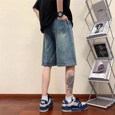 Threebooy Korean Style Summer Men's Black Wide Leg Denim Shorts New Fashion Casual Baggy Short Jeans Cargo Shorts Male Brand Clothes Pattern Type: Solid Applicable Season: summer Material: COTTON Pant Style: Harem Pants Fit Type: LOOSE Gender: MEN Craft of Weaving: knit Closure Type: Drawstring Decoration: Pockets Pay Attention 1. This is Asian Size, about 2 size smaller than EU/US size. If you wear EU/US size M, you can select our size L XL. 2. As measured by hand,1-3 cm difference is allowed ( Short Leg Jeans With Pockets For Streetwear, Man Crafts, Baggy Shorts, Brand Clothes, Jeans Cargo, Clothes Pattern, Pants Fit, Short Jeans, Pant Style