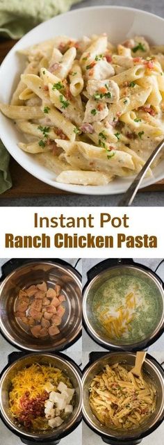 the instant pot ranch chicken pasta recipe is ready to be eaten in less than 10 minutes