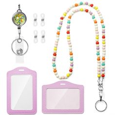 PRICES MAY VARY. Wood Beaded Lanyards for Id Badges Set:You will receive 1pcs beaded lanyard:16.14 inch, 1pcs retractable reel:stretched up to 13.39 inches, 2pcs card holder:3.82 x 3.23 inch, 4pcs eyeglass chain rubber end loops:0.31 x 0.79 inch,suitable for daily use Premium Material:The cute ID badge lanyard is made of 8mm wood beads,the surface is smooth and burr-free, comfortable to wear,with stainless steel lobster clasp and key ring. It will not tarnish or rust,easy and quick to use and ha Cute Lanyard, Cute Lanyards, Bus Pass, Lanyard Necklace, Badge Lanyard, Beaded Lanyard, Teacher Lanyard, School Supply Labels, Beaded Lanyards