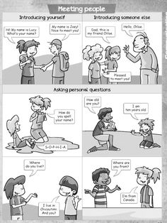 a comic strip with people talking to each other