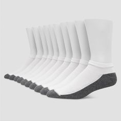 The Hanes Premium Men's Low Cut Socks come in a convenient pack of 10 pairs. FreshIQ advanced odor protection technology helps reduce unpleasant odors from your clothes. Reinforced heel and toe for extra durability. Full cushioned sole for additional comfort and support. Available in a black pack and a white pack. Fits shoe sizes 6-12. Casual White No-show Socks, Cute White Non-slip Socks, White Lightweight No-show Socks, White Cotton No-show Socks, Cheap White Non-slip Socks, Comfy Socks, Soft Sock, Comfortable Socks, Big Clothes