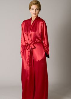 Silk robe with lacy wrist detail $256 Elegant Red Robe For Loungewear, Elegant Red Lounge Robe, Women Silk Robe, Silk Robe, Luxury Silk, Lace Trim, Shop Now, Lingerie, Satin