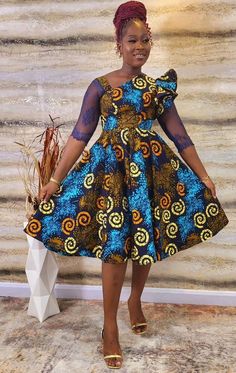 Flare Dress Styles Ankara, African Wear Dresses Classy, Vitenge Dresses Designs, African Dresses For Women Church, Short Ankara Dresses, Simple Dress Styles