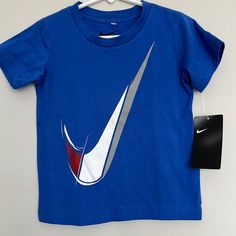 Nwt Nike Baby Boy T-Shirt Size 3t Color Blue Game Royal Nike Blue Shirt For Summer, Pre-shrunk Blue Nike Tops, Baseball Shorts, Baby Boy T Shirt, Blue Game, Baby Nike, Dance Shirts, Dri Fit Shirt, Nike Tshirt