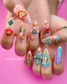 The Best Nail Designs, Mexican Nails, Best Nail Designs, Flag Nails, Food Nails, 3d Nail Art Designs, Art Deco Nails, Mexican Heritage, Vibrant Nails