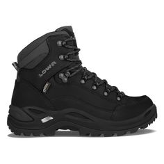 Women's Renegade GTX Mid - Deep Black - Baker's Boots and Clothing Lowa Boots, Lowa Renegade, Weekend Hiking, Adidas Terrex, Ankle Support, Hiking Women, Deep Black, Cool Boots, Nubuck Leather