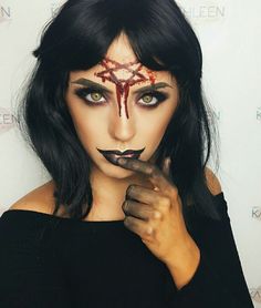 Satanic Makeup Halloween, Satanic Makeup, Demon Halloween Costume, Evil Makeup, Awesome Halloween Makeup, Haunted House Makeup, Halloween Costumes Women Scary, Witchy Makeup, Demon Makeup