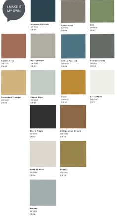 the different colors of paint that are used for walls and ceilinging in various rooms