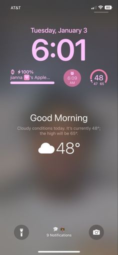 an iphone screen showing the time and clock for each day, with different icons on it