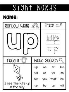 sight words worksheet for children to practice their handwriting and writing skills, including the letter