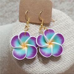 Handmade Floral Turquoise/Purple Earrings Summer Peach Purple Dangle Jewelry For Beach, Handmade Purple Beach Jewelry, Purple Dangle Earrings For Beach, Purple Bohemian Earrings For Beach, Purple Dangle Earrings For The Beach, Purple Bohemian Flower Earrings For Gift, Purple Bohemian Flower Earrings As Gift, Bohemian Purple Flower Earrings For Gifts, Purple Flower Bohemian Earrings