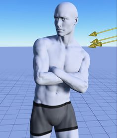 an animated man standing with his arms crossed