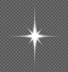 white glowing star with sparkle effect on transparent background