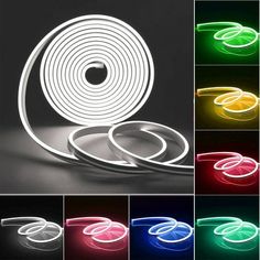 various colors of neon lights in different shapes and sizes