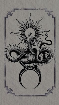 an octopus and sun tattoo design