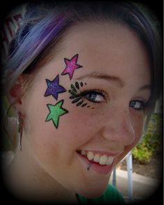 face paint star - Bing Images Easy Face Painting Designs, Eye Face Painting, Festival Face Paint