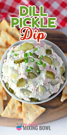 You need the perfect Superbowl party food idea! This Dill Pickle Dip with cream cheese, ranch seasoning, dill pickles, and deli style ham is an easy recipe. Serve with veggie sticks or pita chips for a tasty treat on your game day menu! Ham Pickle Dip, Dip With Cream Cheese, Dill Pickle Dip, Veggie Sticks, Pickle Dip, Deli Style, Cream Cheese Dips, Dill Pickles, Superbowl Party Food