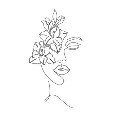 a woman's face with flowers in her hair royalty illustration