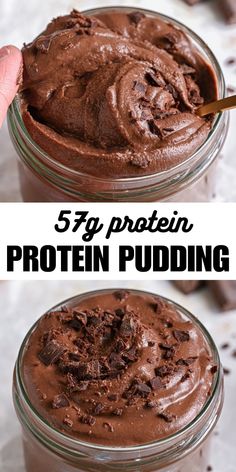 three images showing the process to make chocolate pudding in mason jars with text overlay