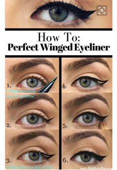 Simple Eyeliner Tutorial, Step By Step Eyeliner, Teknik Makeup, Make Up Mata, Eyeliner Tutorials, Perfect Winged Eyeliner, Winged Eyeliner Tutorial, Tutorial Eyeliner, Eyeliner Tips