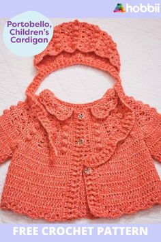 an orange crochet jacket with a hood on it and the words free crochet pattern