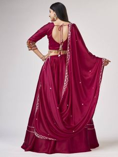 Introducing our amazing maroon gamthi work silk navratri wear lehenga choli, made with maroon satin silk material. This stunning ensemble is perfect for traditional occasions like Navratri, where you want to look elegant and festive.
Let's talk about the benefits of this beautiful lehenga choli. It is made with high-quality satin silk material, ensuring a smooth and comfortable fit. The maroon color adds a touch of sophistication and grace to the overall look. The gamthi work on the choli and at Unstitched Satin Sets For Diwali, Bollywood Style Semi-stitched Satin Sets, Satin Saree Sets For Eid, Unstitched Satin Blouse Set For Diwali, Diwali Satin Set With Unstitched Blouse, Traditional Satin Sets With Zari Work, Traditional Satin Sets With Dupatta, Festive Satin Choli With Zari Work, Diwali Designer Wear Satin Sets