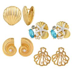 PRICES MAY VARY. Uniquely Symbolize: Uniquely Symbolize：These shell stud bring the beauty of the beach and ocean. These shell stud earrings with uniquely design bring you the joy of nature.The summer earring symbolize the beauty of summer. Hight-quality Material: Made from 316L Stainless steel and hight-quality brass, colorfast, and not easily faded since it is vacuum plated and highly polished. Package Includes:4 pcs of seashell earrings.Pearl Ocean starfish, Scallop, shell and Conch bring you Ocean Starfish, Clip On Earring, Seashell Earrings, Gold Earrings For Women, Scallop Shell, Summer Earrings, Gold Clips, Summer Earring, Earrings Pearl