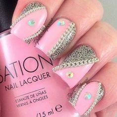 ARTE COM QUIANE - Paps e Moldes de Artesanato : 20 inspirações de Unhas Decoradas combinação Rosa e Cinza Deco Orange, Pink French Nails, Pink Nail Art Designs, Image Nails, Nails Design With Rhinestones, Pink Nail Designs, Pink Nail