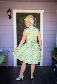 The Betty Lou Dress is a classic day dress with classic collar, full button up, and ties at the back. This design also incorporates Princess Seams and a full 6-panel skirt for a figure-flattering fit. The lightweight fabric makes it perfect for warm-weather wear. 100% Cotton Full Button Up Ties in back Princess Seams Full 6-Panel Skirt with Pockets! Panel Skirt, Twirl Skirt, Paneled Skirt, Weather Wear, Skirt With Pockets, Princess Seams, 50s Fashion, Princess Seam, Day Dress