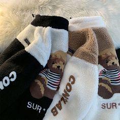 Unisex Cute Bear Plush Jacket Cozy Letter Print Outerwear For Streetwear, Winter Patchwork Crew Neck Outerwear, Cozy Winter Outerwear With Letter Print, Cozy Letter Print Fall Outerwear, Outdoor Fleece Outerwear With Letter Print, Cute Bear Plush, Plush Jacket, Sleeve Placket, Gift Giver